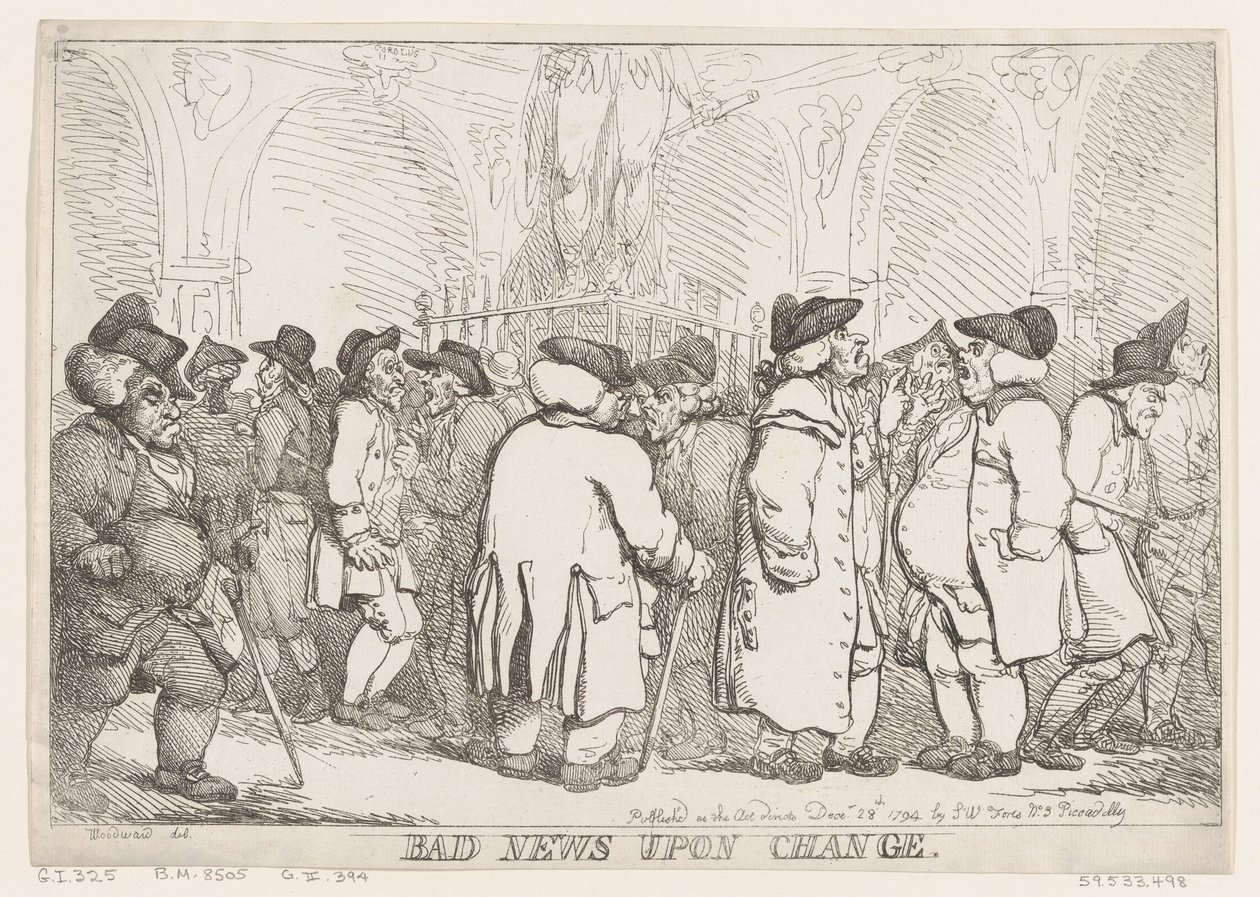 Schlechte Nachrichten auf der Börse von Thomas Rowlandson