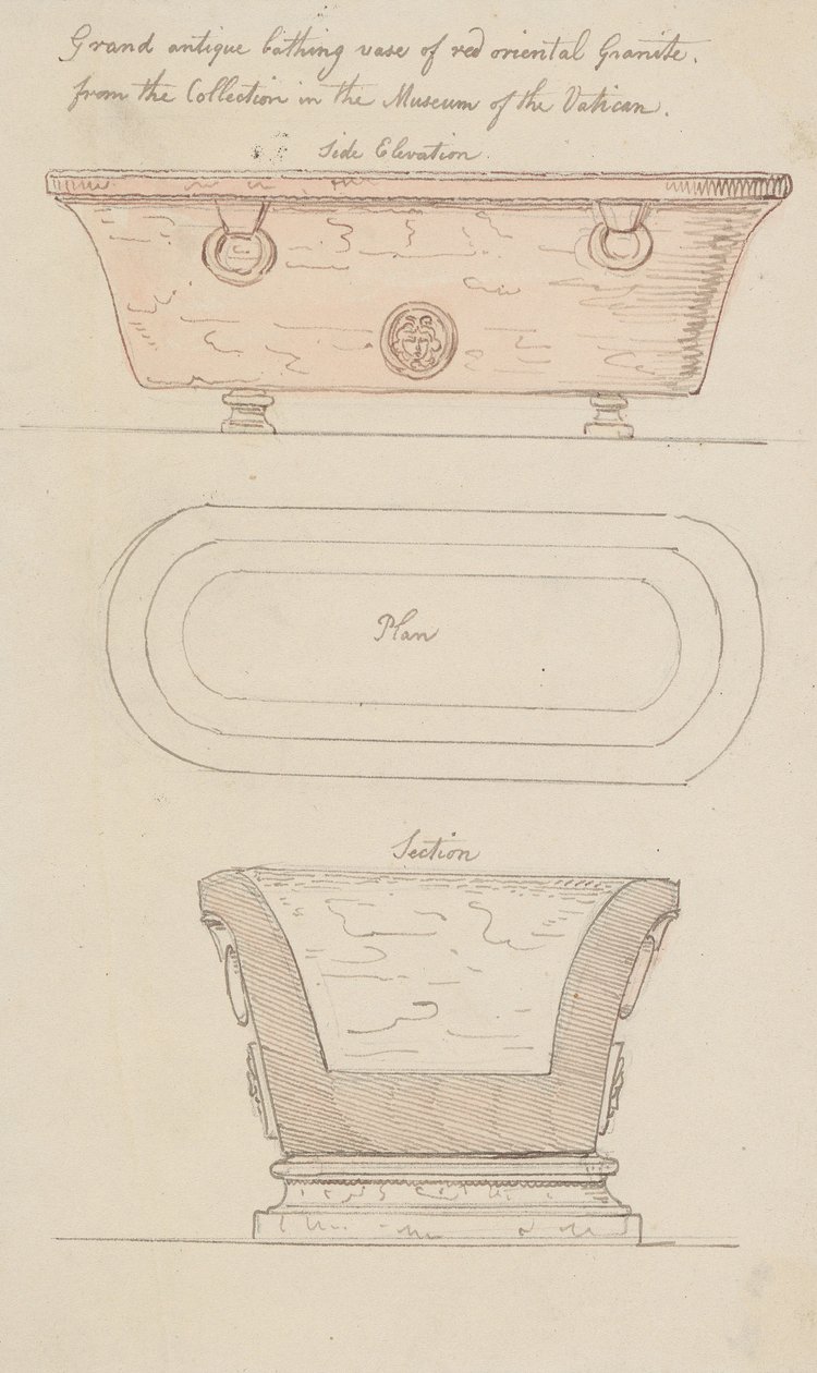 Badevase aus rotem Granit, Vatikan von Thomas Rowlandson