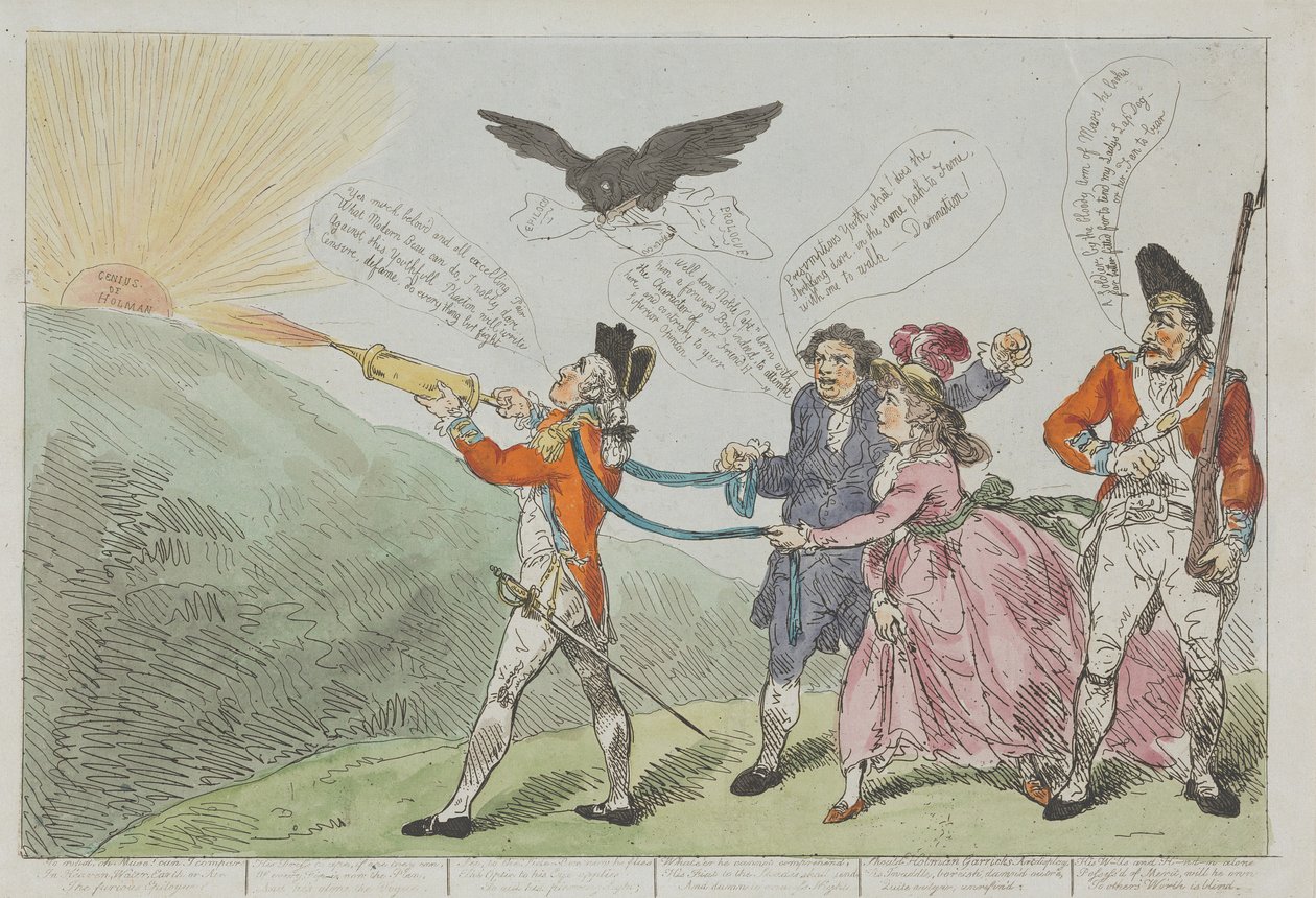 Col. Topham versucht mit seiner Spritze das Genie von Holman zu löschen von Thomas Rowlandson