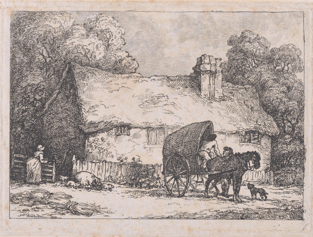 Hütte mit Wagen und Schweinen von Thomas Rowlandson