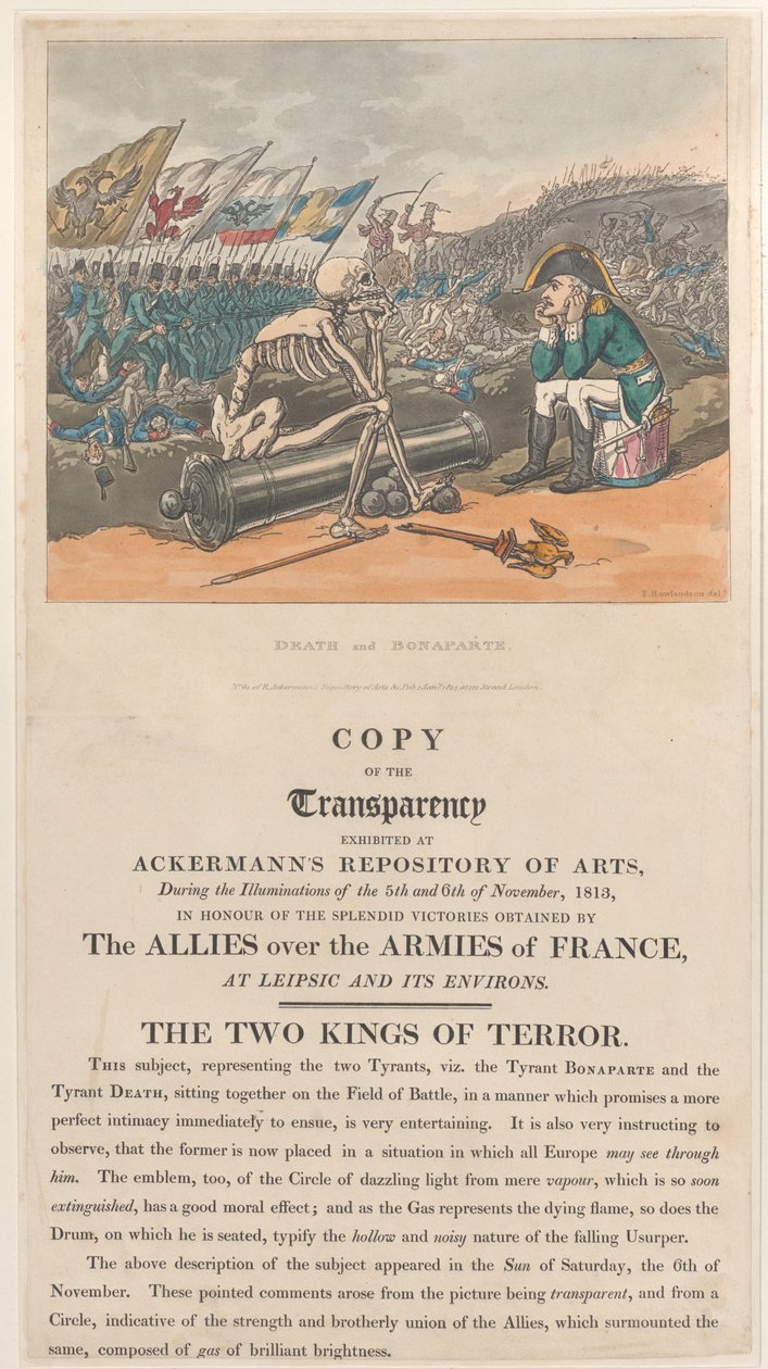 Tod und Bonaparte, die zwei Könige des Schreckens, 1. Januar 1814 von Thomas Rowlandson