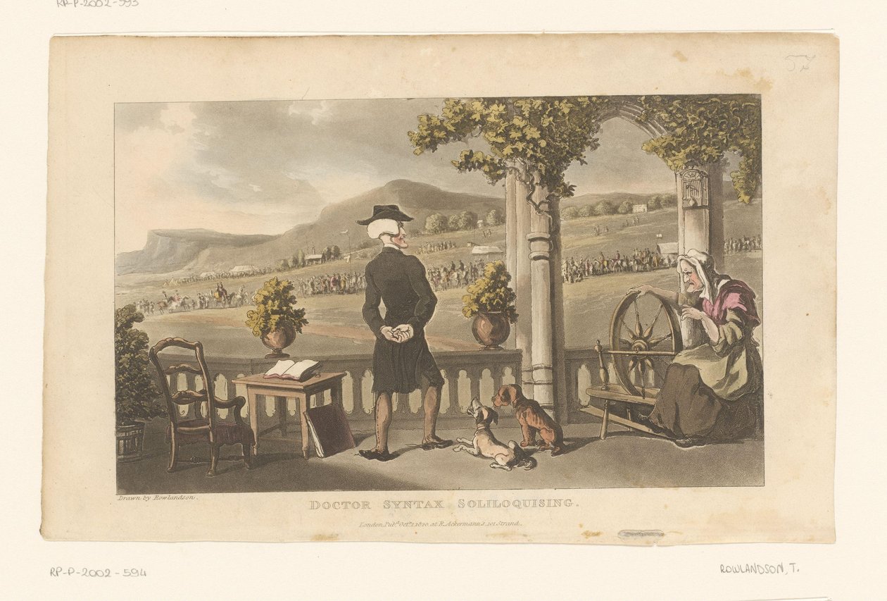 Doktor Syntax schaut auf eine Prozession in der Landschaft von Thomas Rowlandson