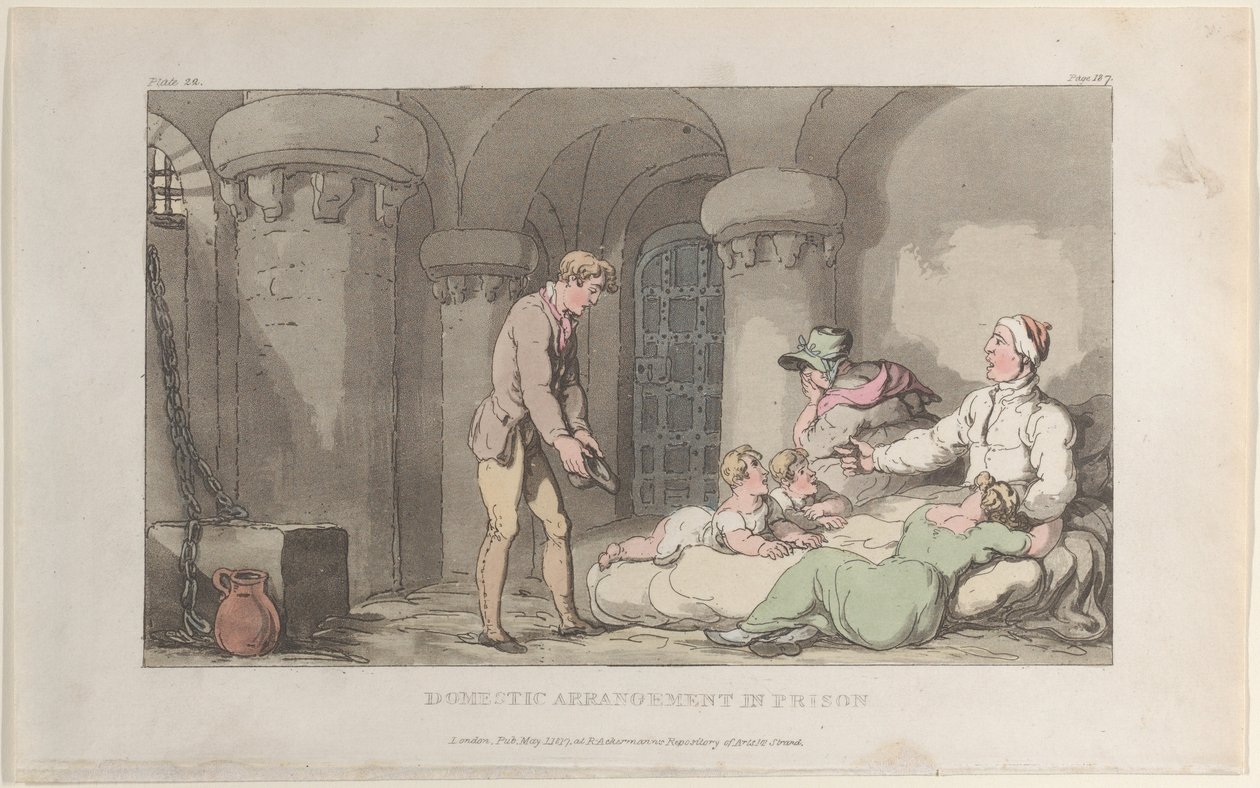 Häusliche Arrangements im Gefängnis, aus The Vicar of Wakefield von Thomas Rowlandson