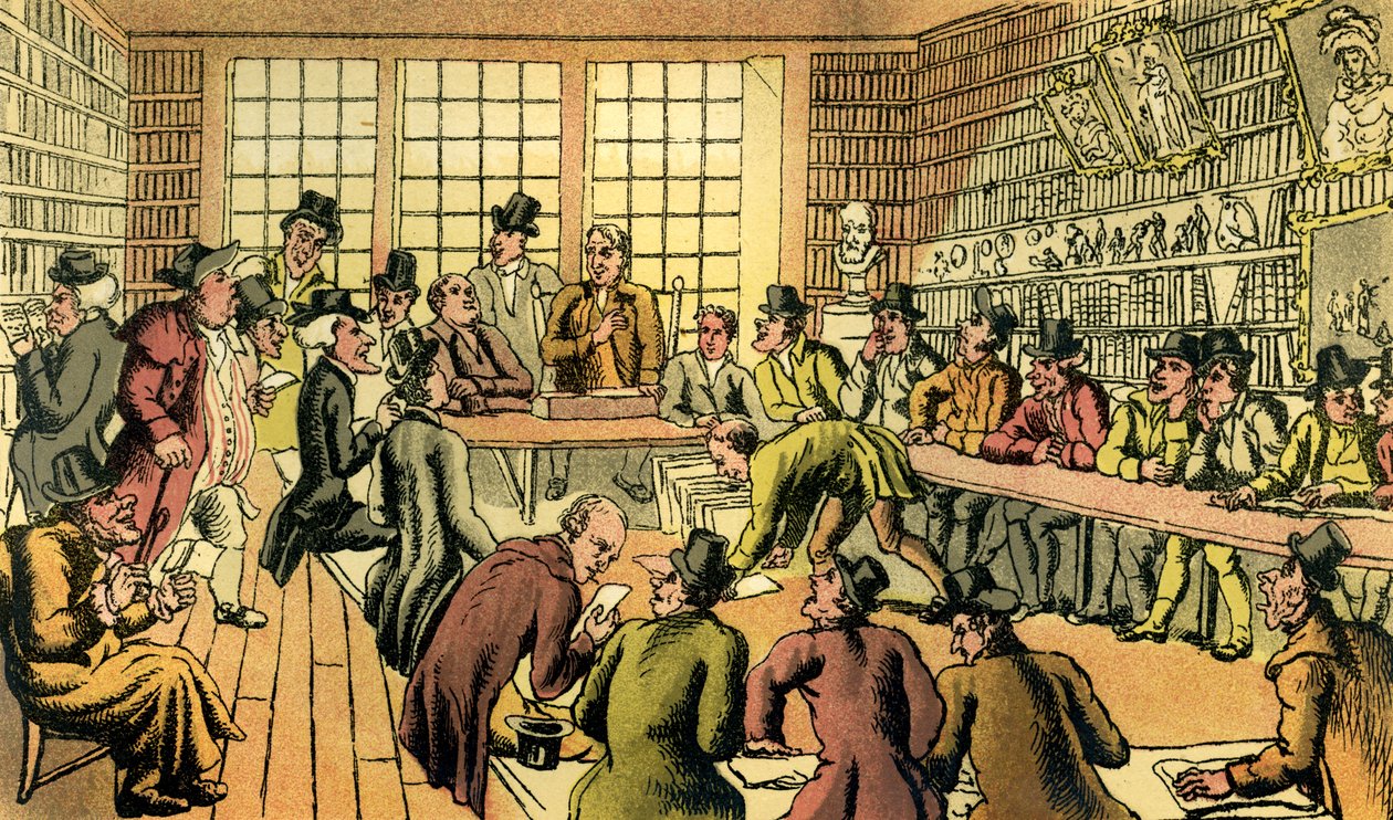 Dr. Syntax bei einer Auktion von Thomas Rowlandson