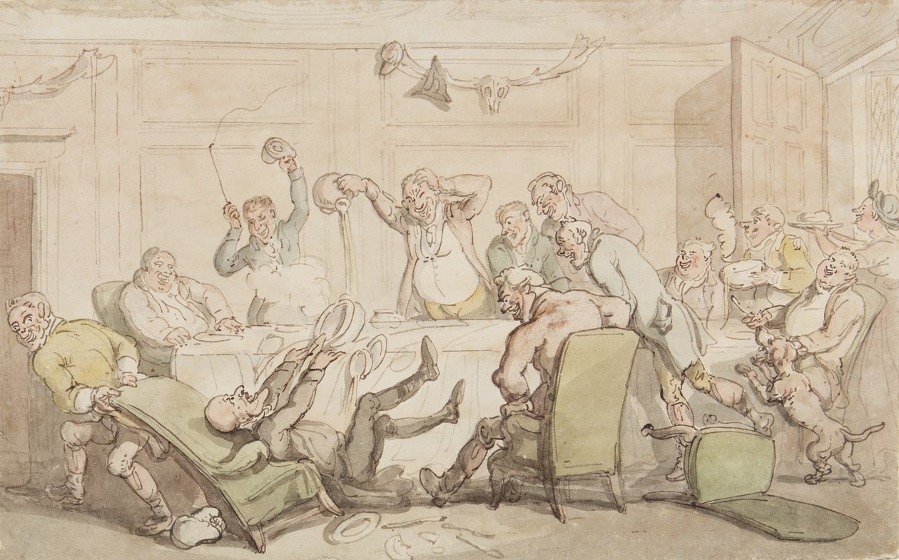 Dr. Syntax hat einen Unfall im Club von Thomas Rowlandson