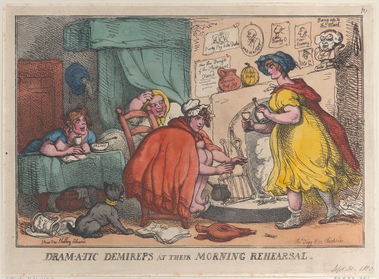Dram-a-tic Demireps bei ihrer Morgenprobe, 30. September 1810 von Thomas Rowlandson