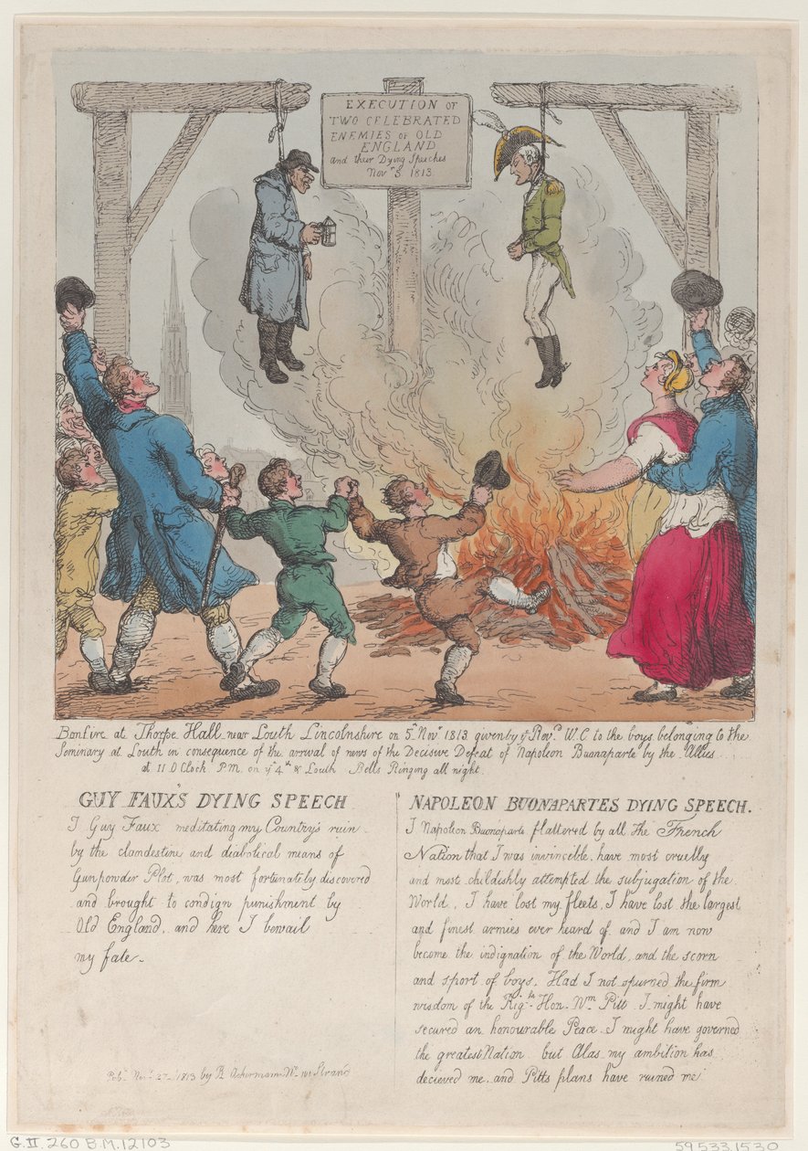 Hinrichtung von zwei berühmten Feinden des alten Englands, 27. November 1813 von Thomas Rowlandson