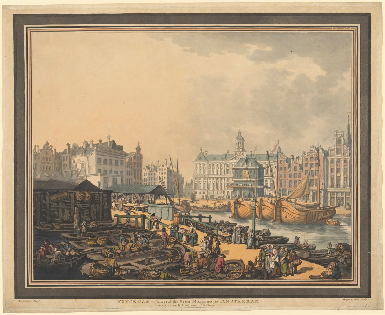 Feyge Dam, mit einem Teil des Fischmarktes in Amsterdam von Thomas Rowlandson
