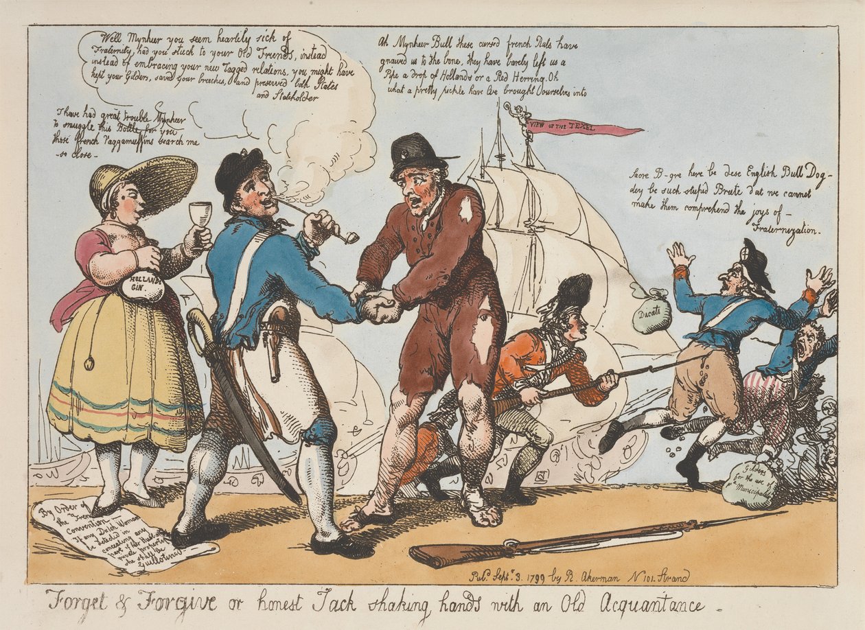Vergessen und Vergeben oder Ehrlicher Jack schüttelt einem alten Bekannten die Hand von Thomas Rowlandson