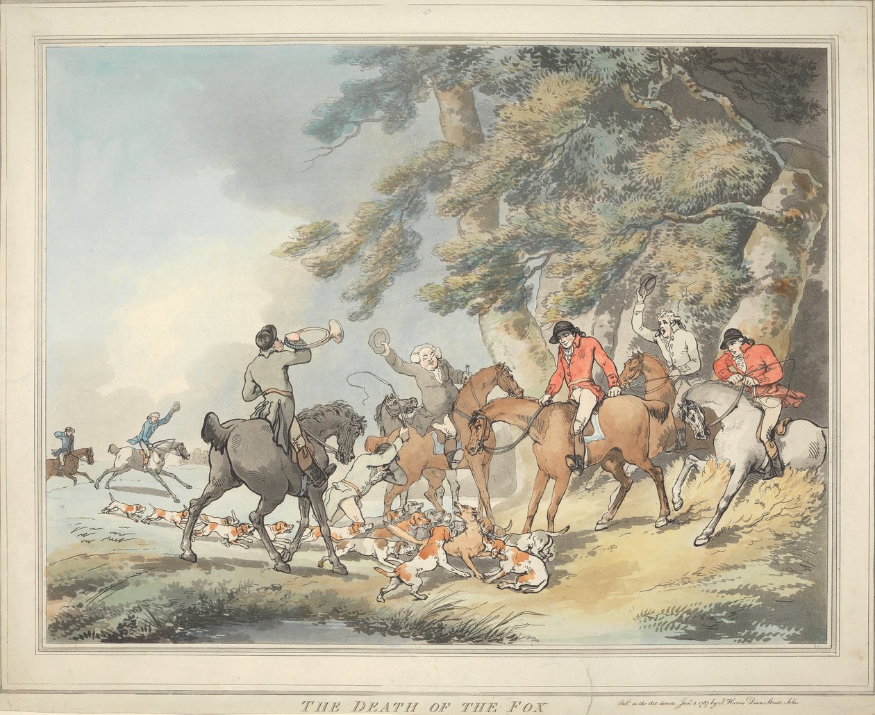 Fuchsjagd [Satz von sechs]: 3. Der Tod des Fuchses von Thomas Rowlandson
