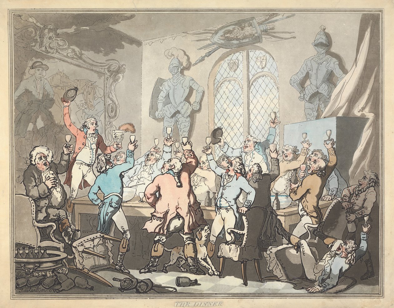 Fuchsjagd [Satz von sechs]: 6. Das Abendessen von Thomas Rowlandson