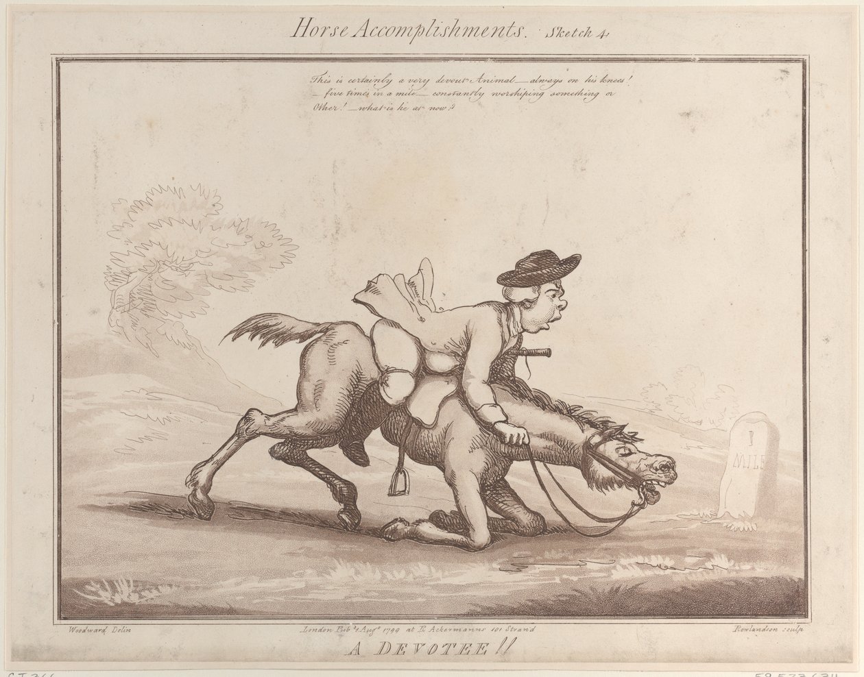 Pferdefähigkeiten, Skizze 4: Ein Verehrer!!, 1. August 1799 von Thomas Rowlandson