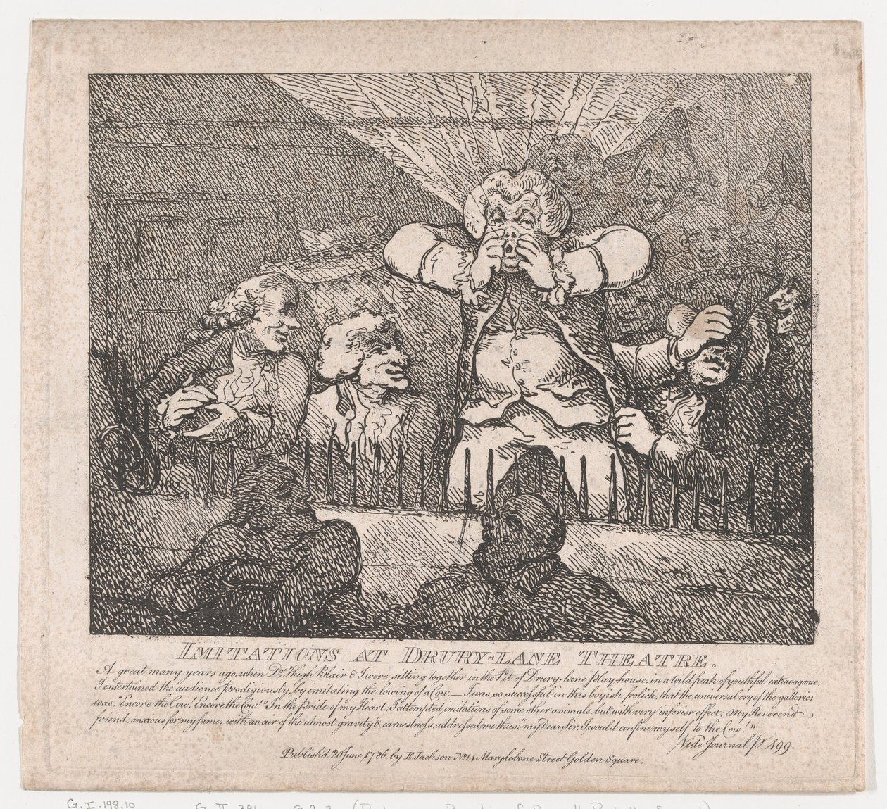 Nachahmungen im Drury-Lane-Theater, malerische Schönheiten von Boswell, Teil der Zweite..., 20. Juni 1786 von Thomas Rowlandson