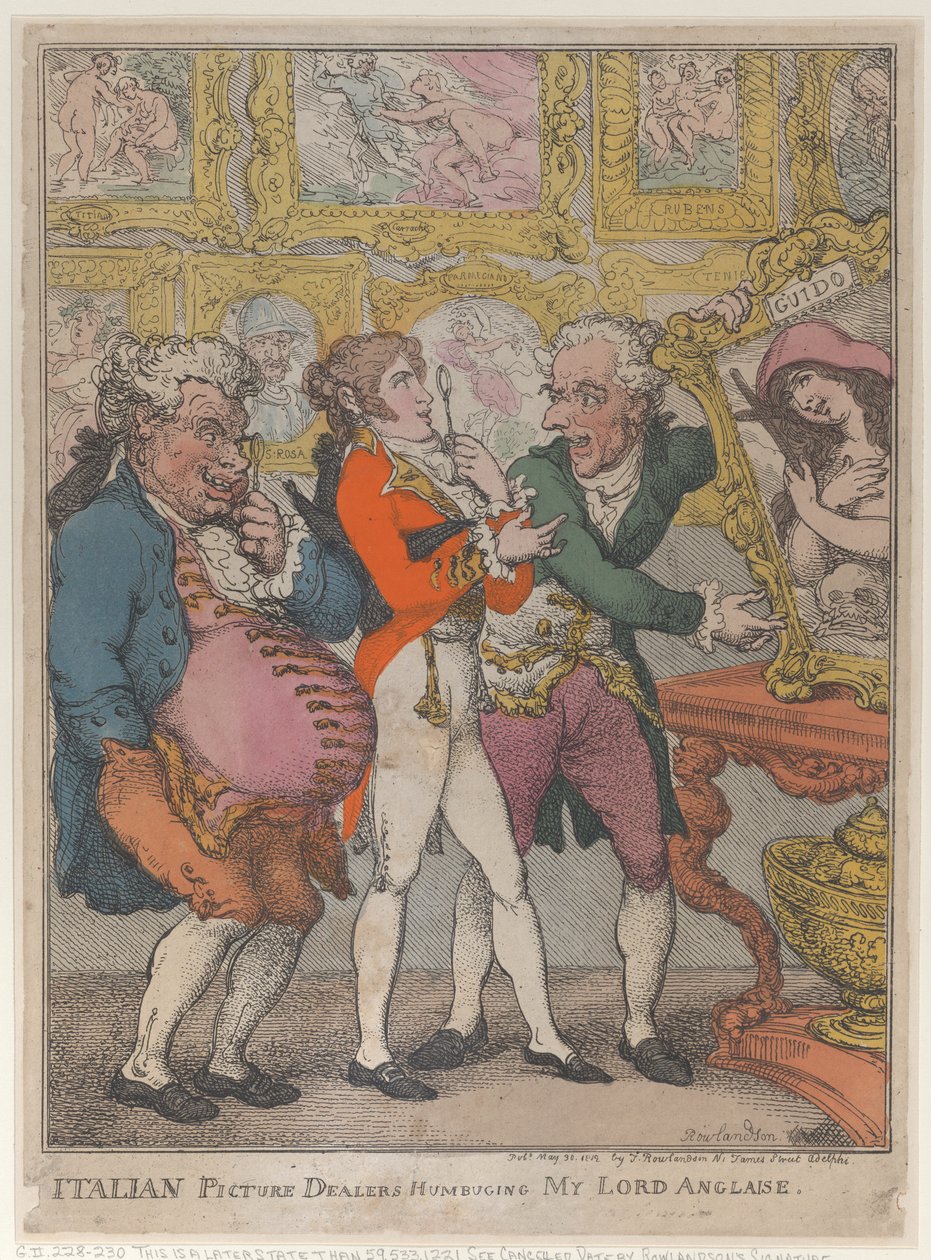 Italienische Bildhändler täuschen meinen Lord Anglaise, 30. Mai 1812 von Thomas Rowlandson