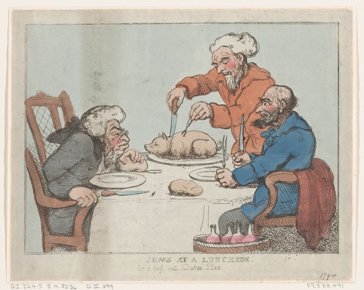 Juden bei einem Mittagessen von Thomas Rowlandson