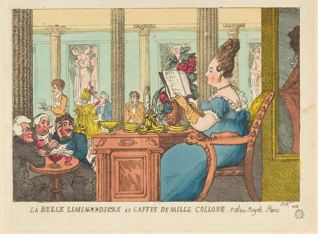 Die schöne Limonaudiere im Café des Mille Colonnes, Palais Royal, Paris von Thomas Rowlandson