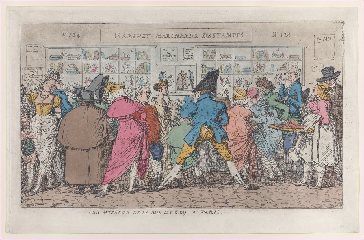Les Musards de la Rue du Coq à Paris Dawdlers der Rue Coq, ca. 1810 von Thomas Rowlandson