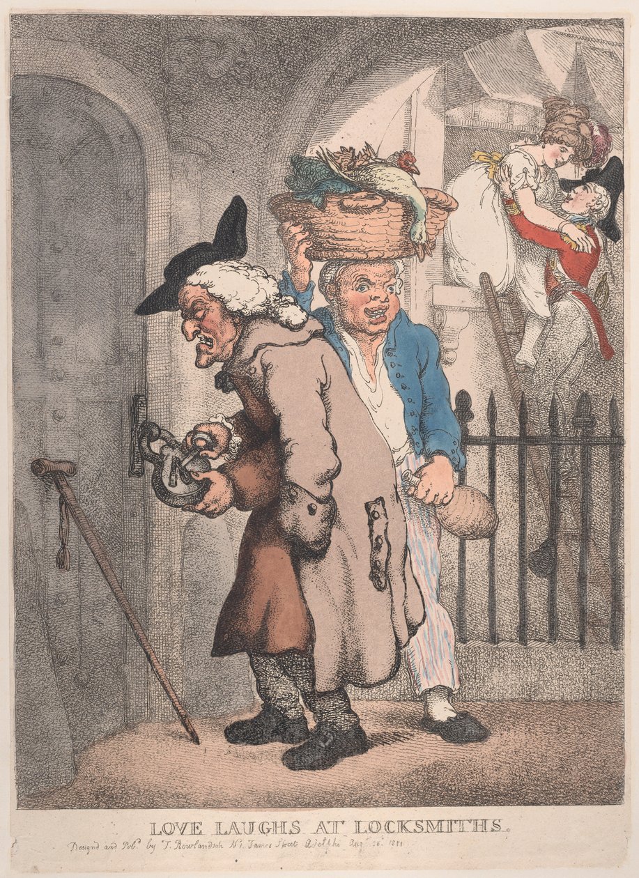 Liebe lacht über Schlosser von Thomas Rowlandson