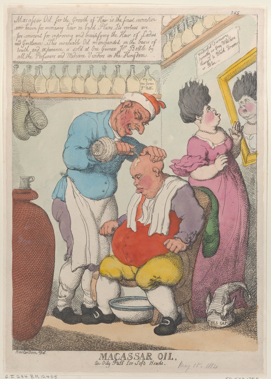Macassar-Öl, ein öliger Puff für weiche Köpfe, 15. März 1814 von Thomas Rowlandson