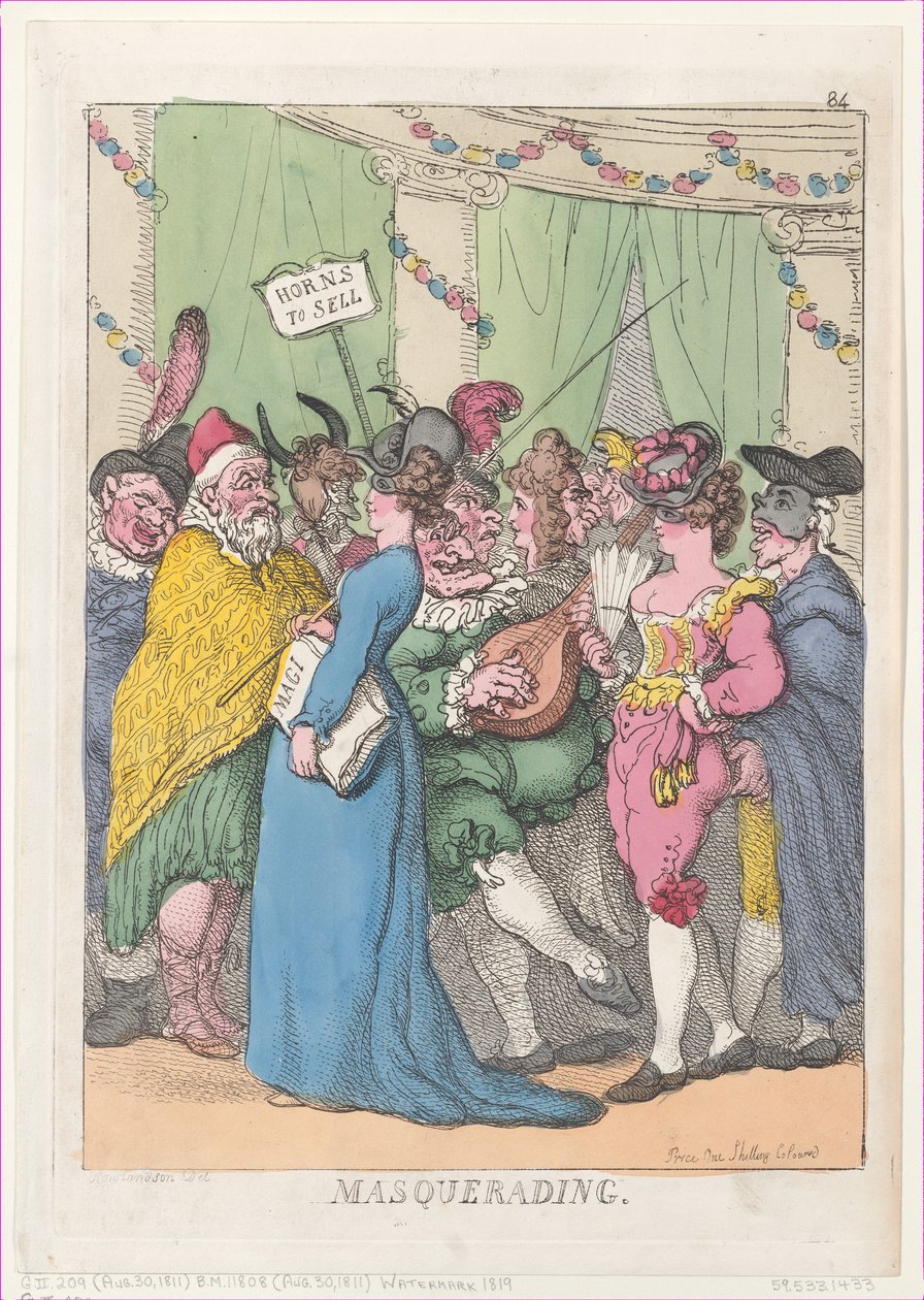 Maskerade, [30. August 1811], nachgedruckt von Thomas Rowlandson