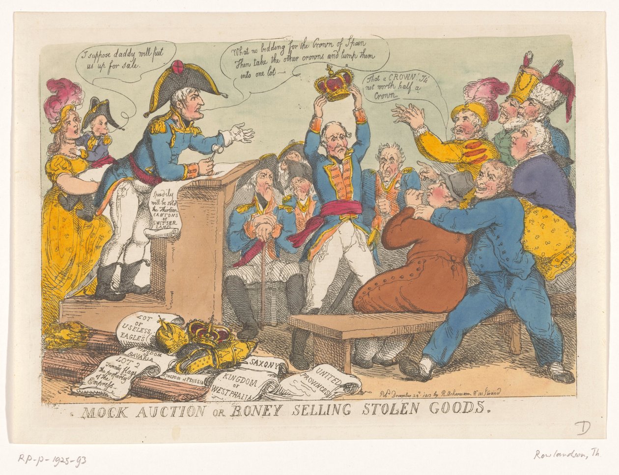 Napoleon verkauft gestohlene Waren, 1813 von Thomas Rowlandson