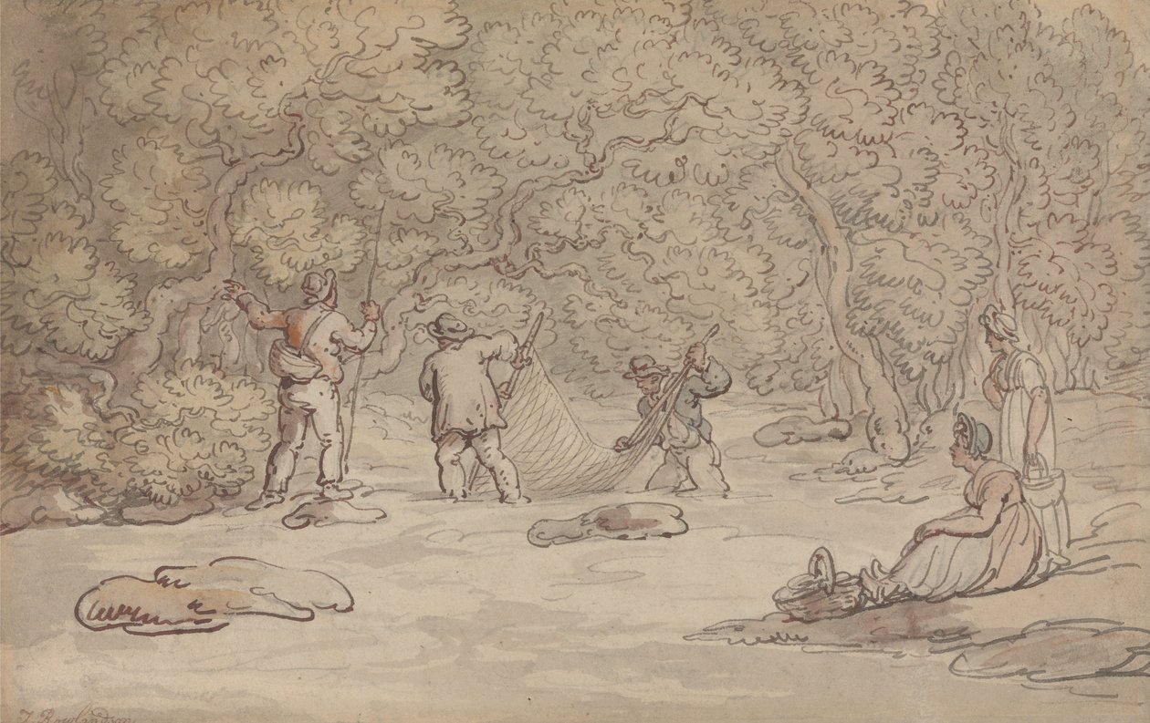 Ein Lachsbecken netzen von Thomas Rowlandson