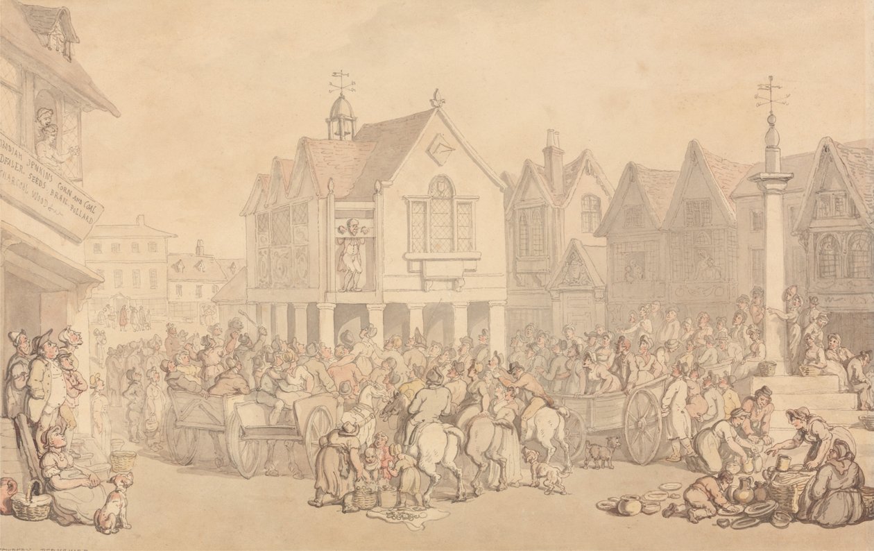 Marktplatz von Newbury, Berkshire von Thomas Rowlandson