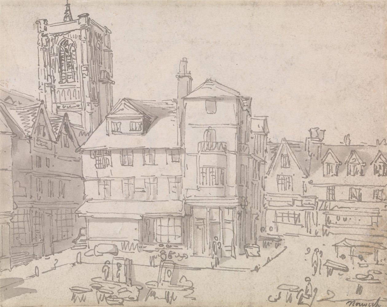 Norwich Marktplatz von Thomas Rowlandson