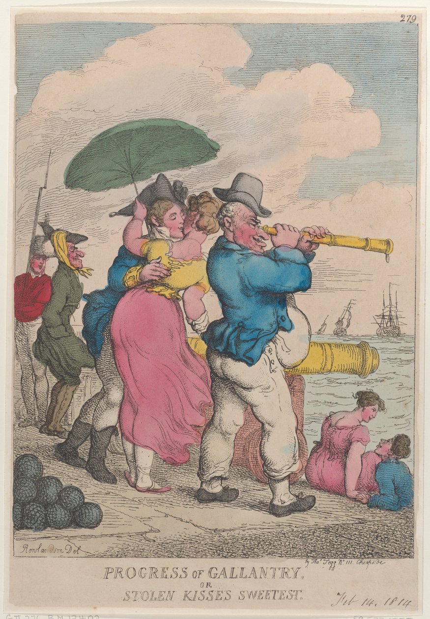 Fortschritt der Galanterie oder Gestohlene Küsse sind die süßesten, 14. Februar 1814 von Thomas Rowlandson