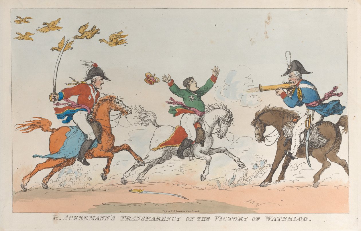 R. Ackermanns Transparenz über den Sieg von Waterloo, 1. Juni 1815 von Thomas Rowlandson