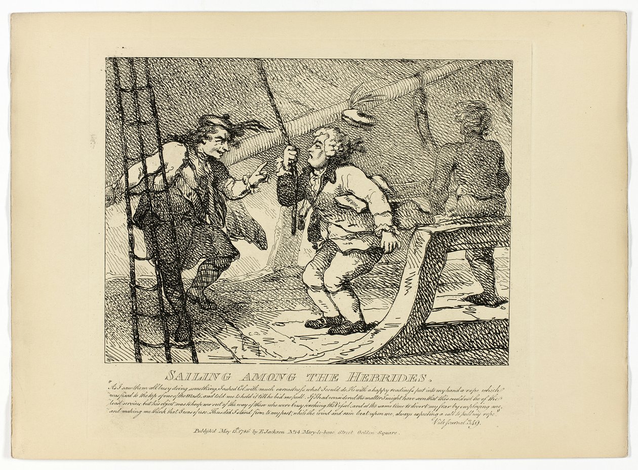 Segeln unter den Hebriden, aus Boswells Reise durch die Hebriden von Thomas Rowlandson
