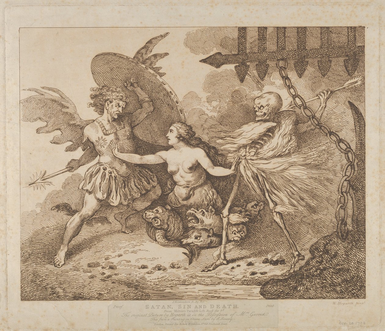Satan, Sünde und Tod Paradise Lost, Buch der 2. von Thomas Rowlandson