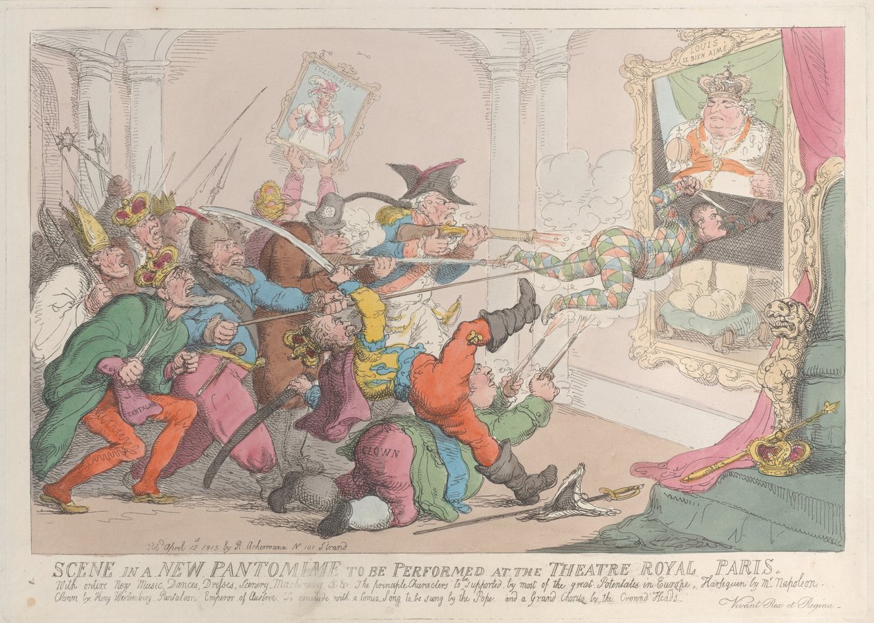 Szene in einer neuen Pantomime, die im Theatre Royal Paris aufgeführt wird, 12. April 1815 von Thomas Rowlandson