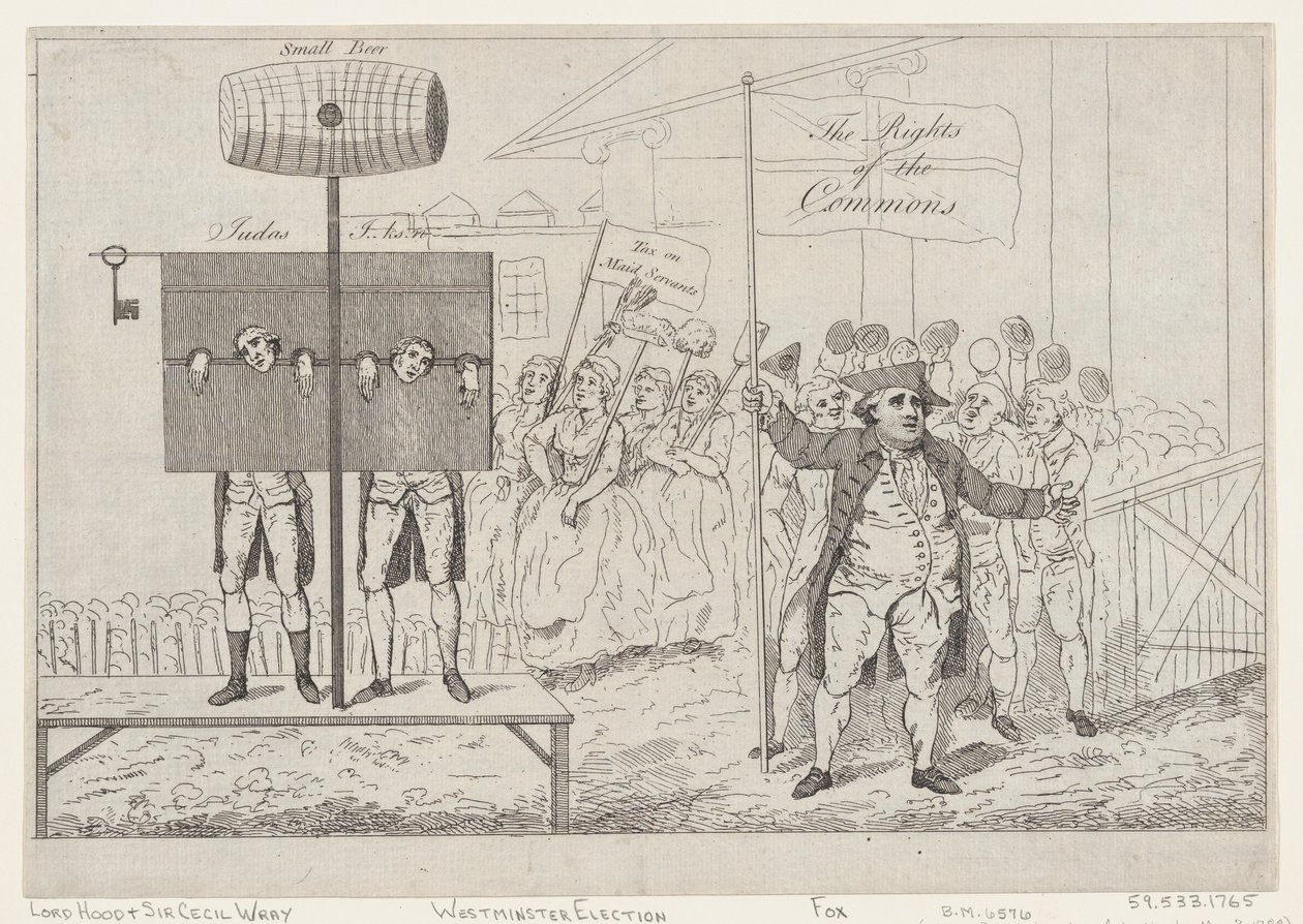 Sir Cecil Wray im Pranger, 7. Mai 1784 von Thomas Rowlandson