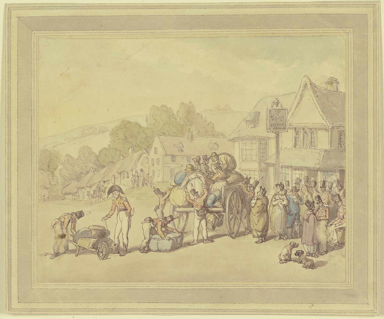 Soldaten an einem Wirtshaus von Thomas Rowlandson