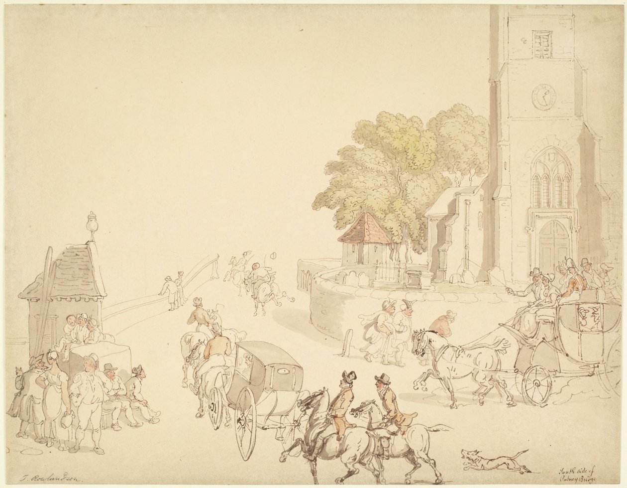 Südseite der Putney-Brücke von Thomas Rowlandson