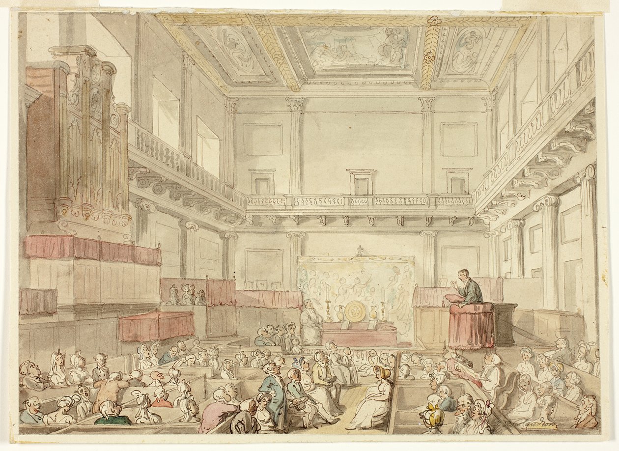 Studie für die königliche Kapelle, Whitehall, aus Microcosm of London von Thomas Rowlandson