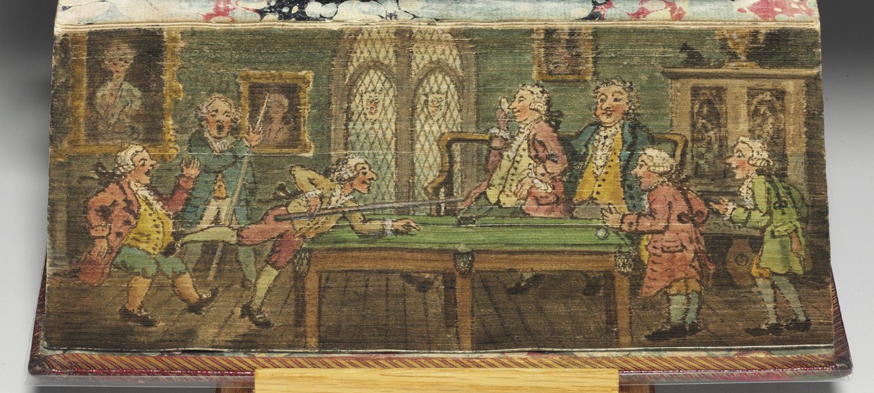 Das Buch des gemeinsamen Gebets, Detail einer Vorderschnittmalerei eines Billardspiels von Thomas Rowlandson