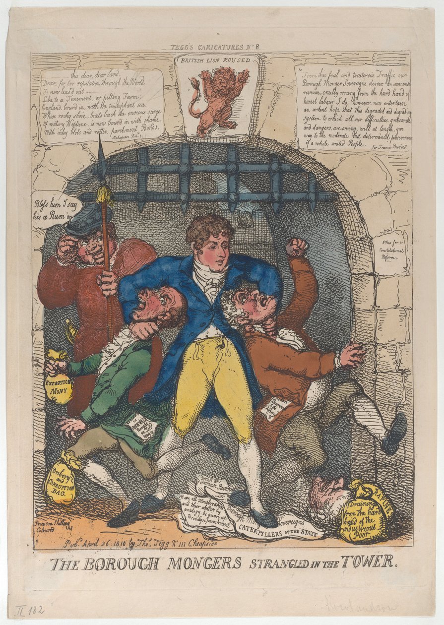 Die Borough-Mongers im Turm erdrosselt, 26. April 1810 von Thomas Rowlandson