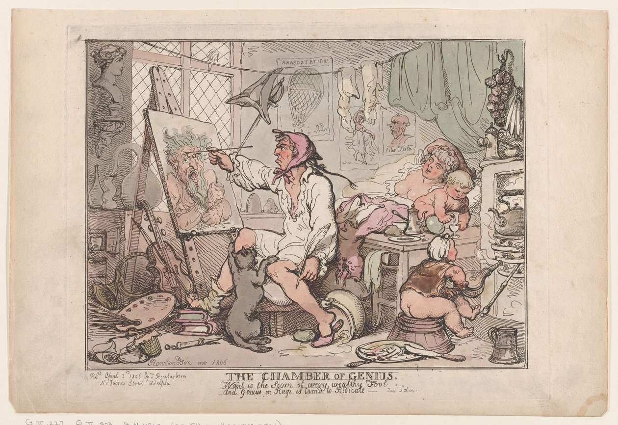 Die Kammer des Genies, 2. April 1806 von Thomas Rowlandson