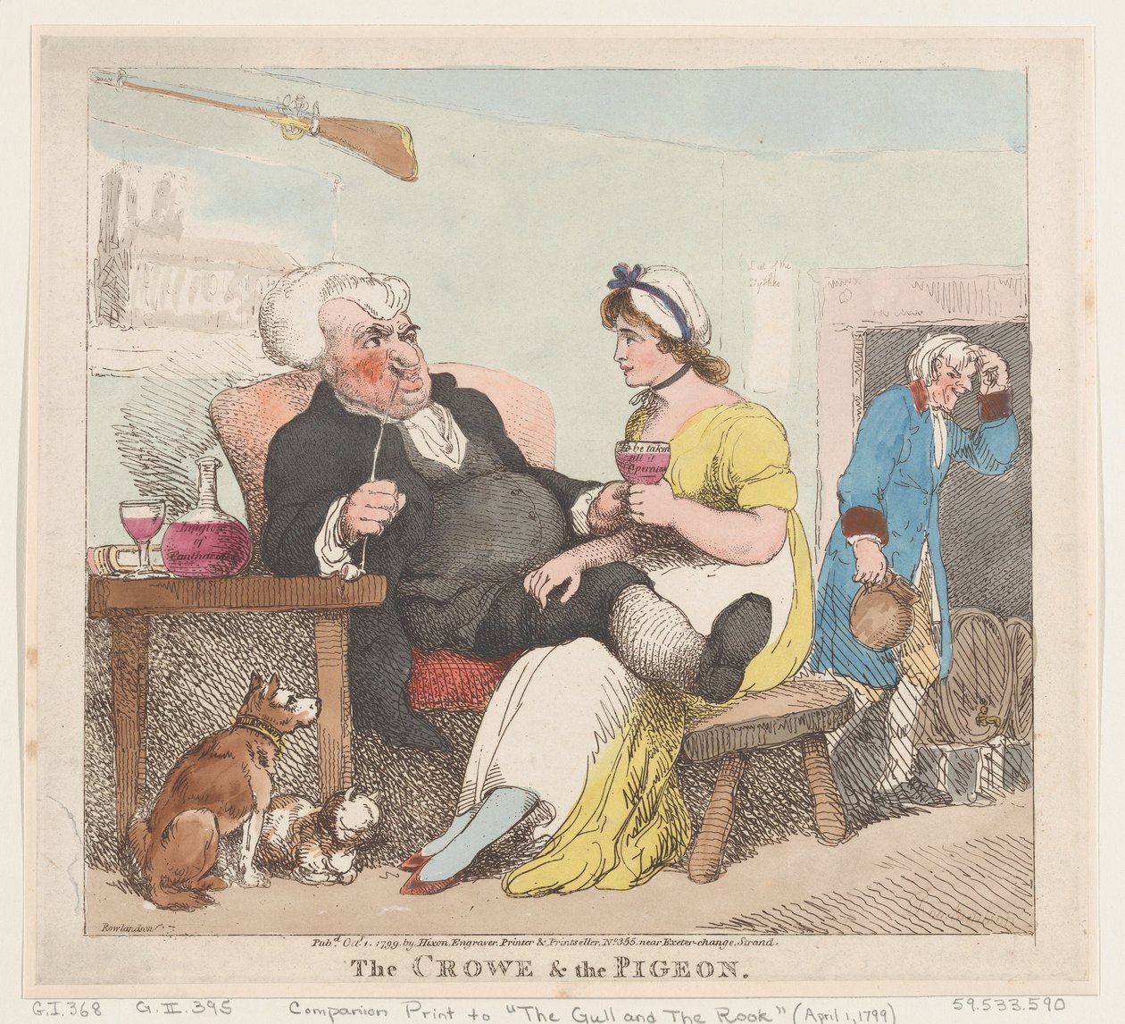 Die Krähe und die Taube von Thomas Rowlandson