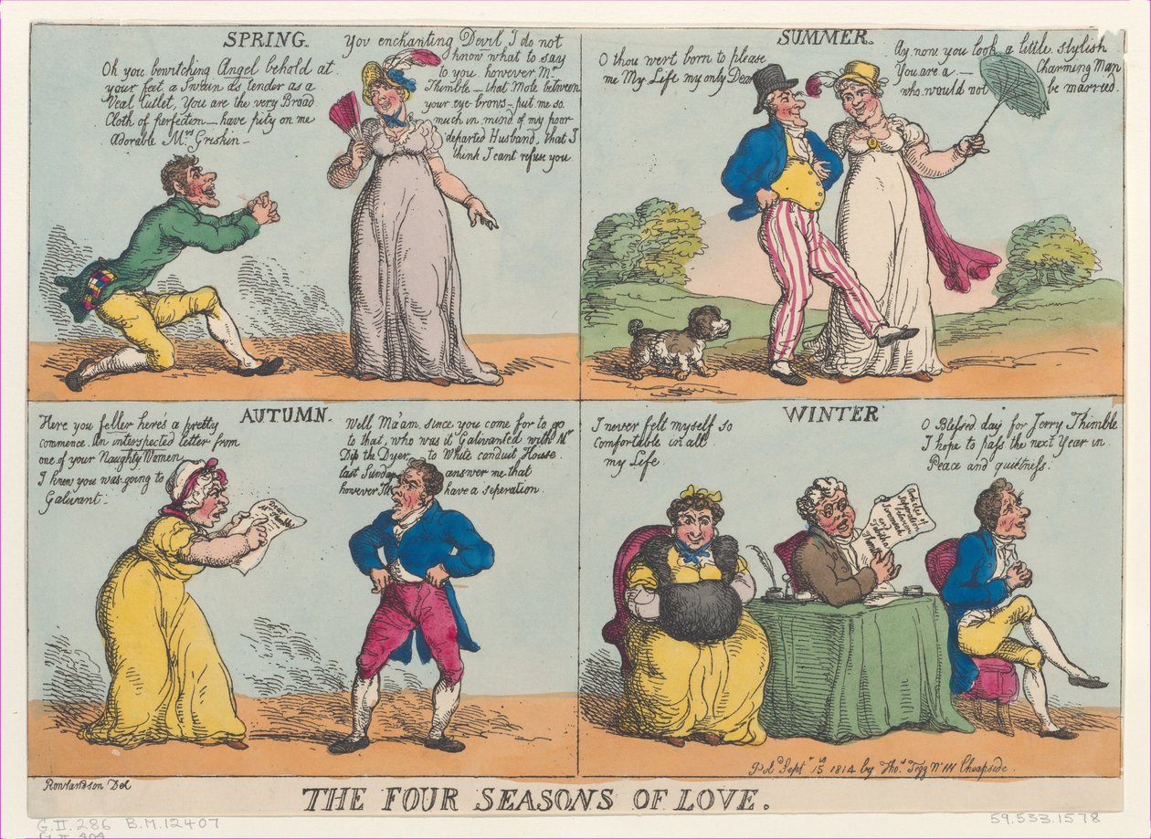 Die vier Jahreszeiten der Liebe, 15. September 1814 von Thomas Rowlandson