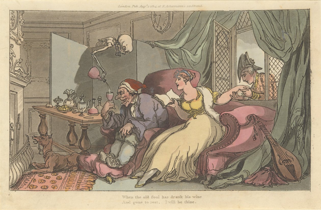 Die Flitterwochen, The English Dance of Death, Platte 13, 1. August 1814 von Thomas Rowlandson