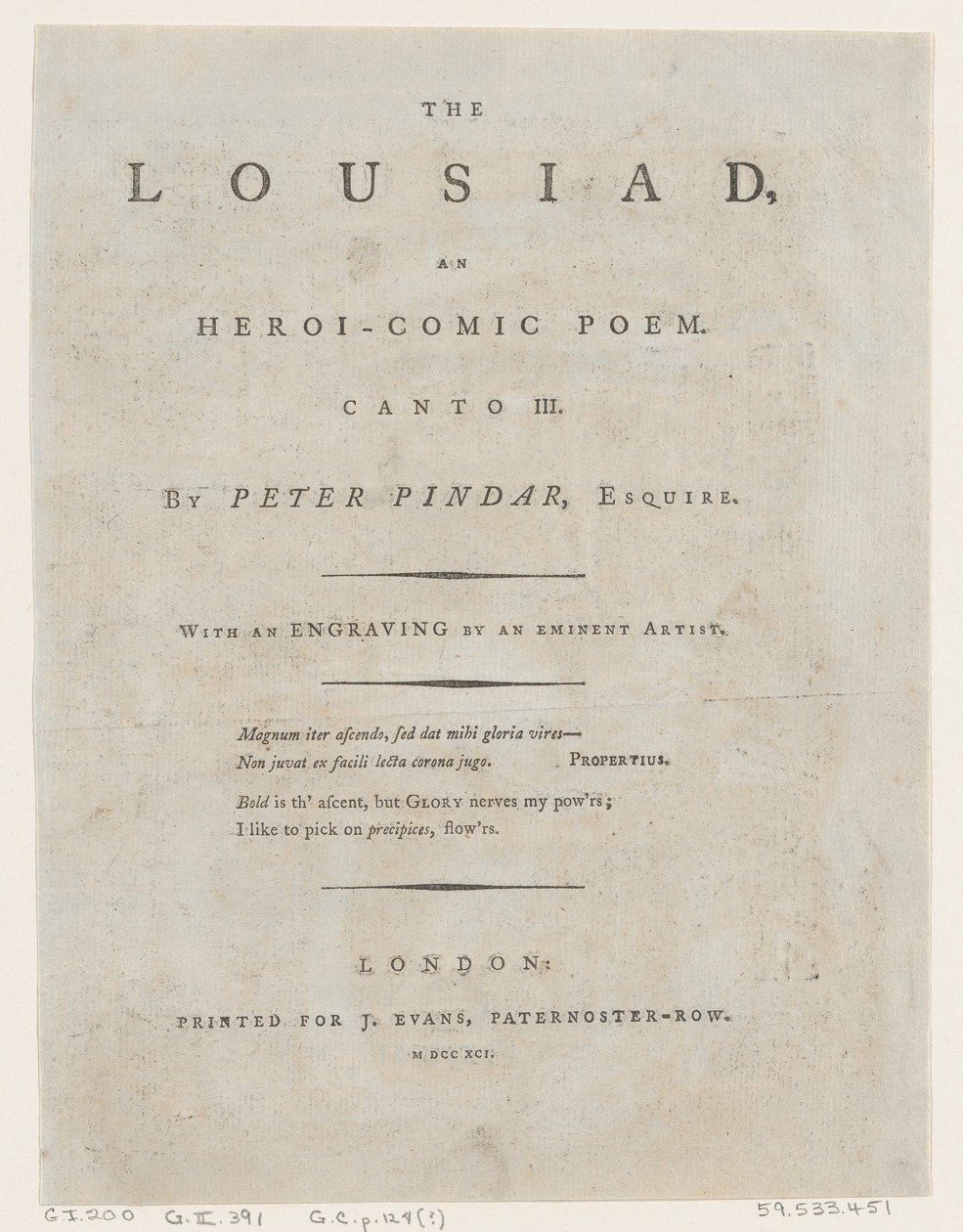 Die Lousiad von Peter Pindar, Frontispiz, 1787 von Thomas Rowlandson