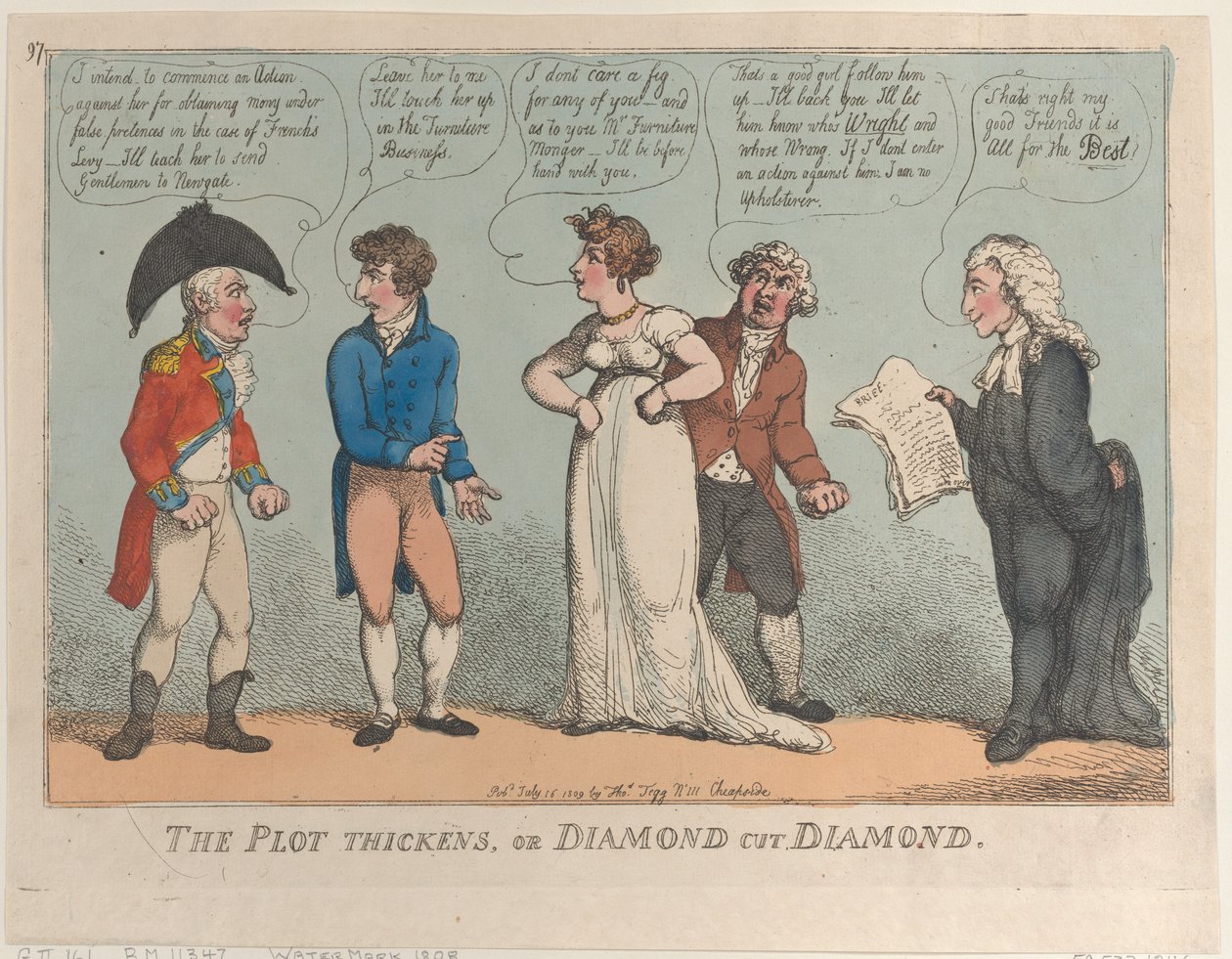 Die Handlung verdichtet sich oder Diamant gegen Diamant, 16. Juli 1809 von Thomas Rowlandson