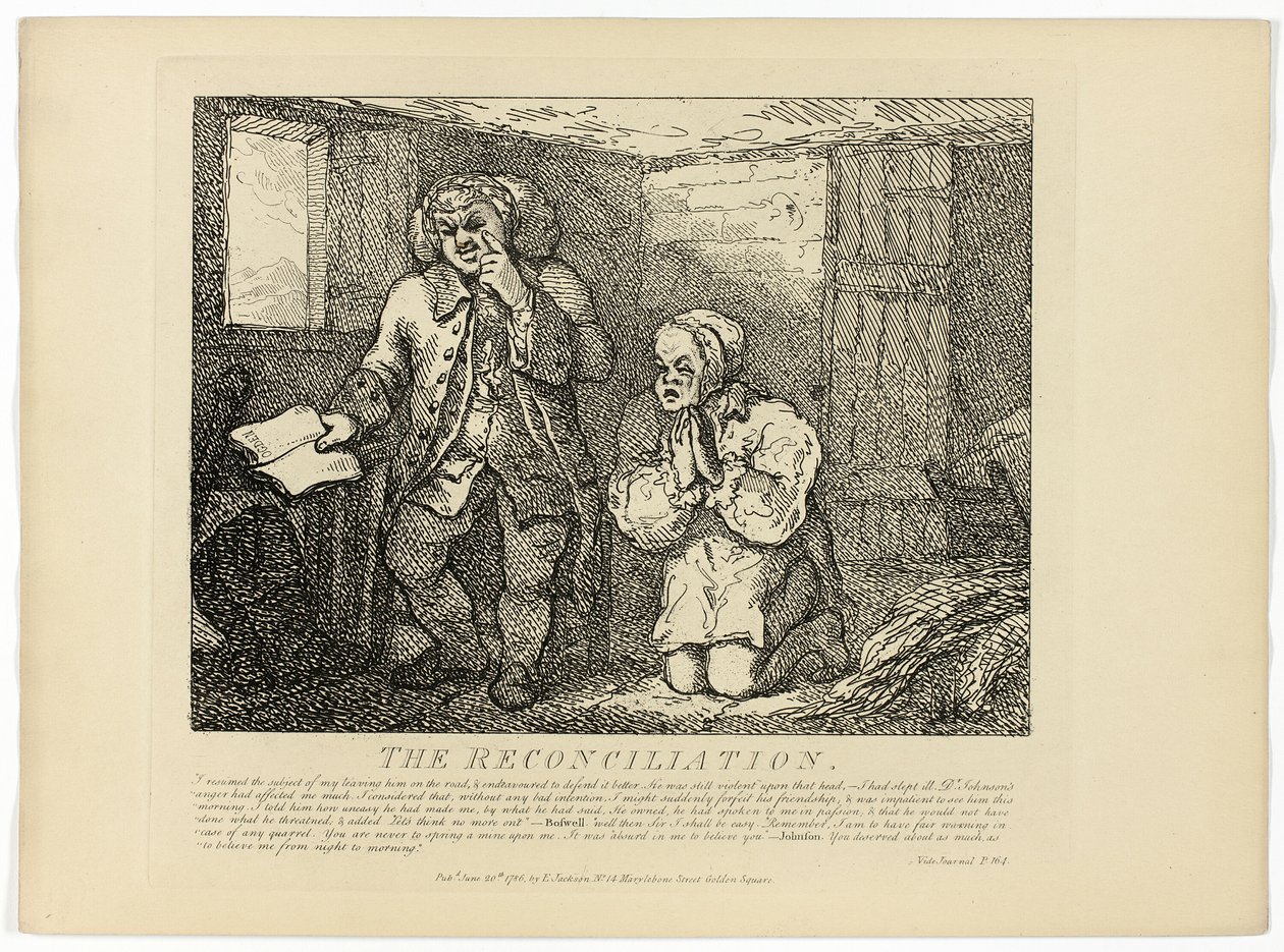 Die Versöhnung, aus Boswells Tour durch die Hebriden von Thomas Rowlandson
