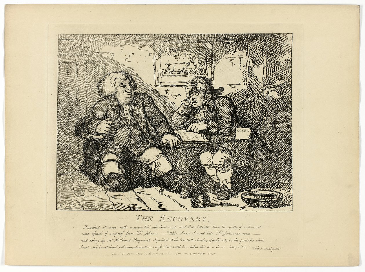 Die Genesung, aus Boswells Reise durch die Hebriden von Thomas Rowlandson