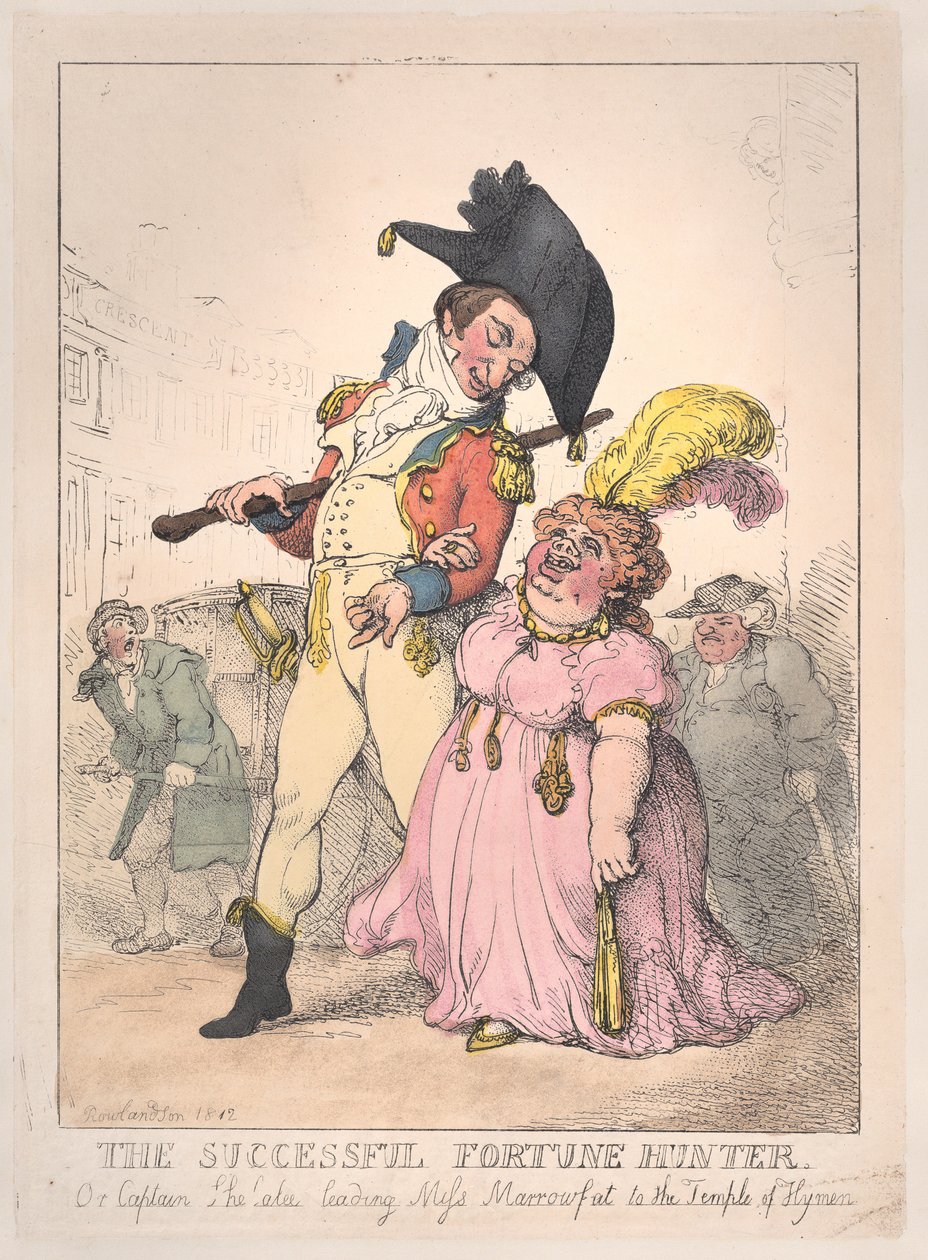 Der erfolgreiche Glücksjäger oder Captain Shelalee führt Miss Marrowfat..., [1802], neu aufgelegt 1812 von Thomas Rowlandson