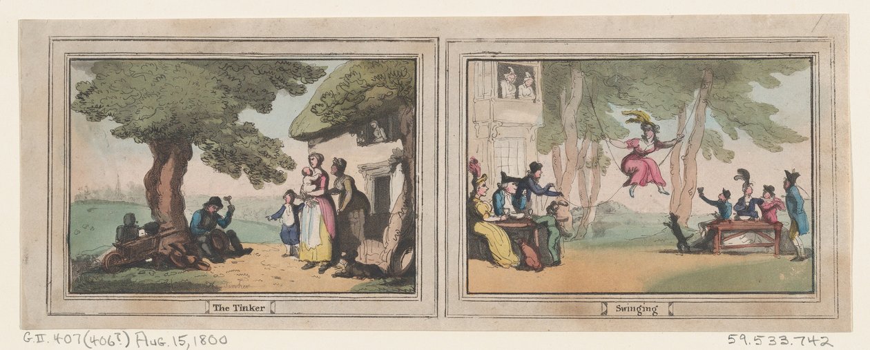 Der Kesselflicker und Schaukeln, 15. August 1800 von Thomas Rowlandson
