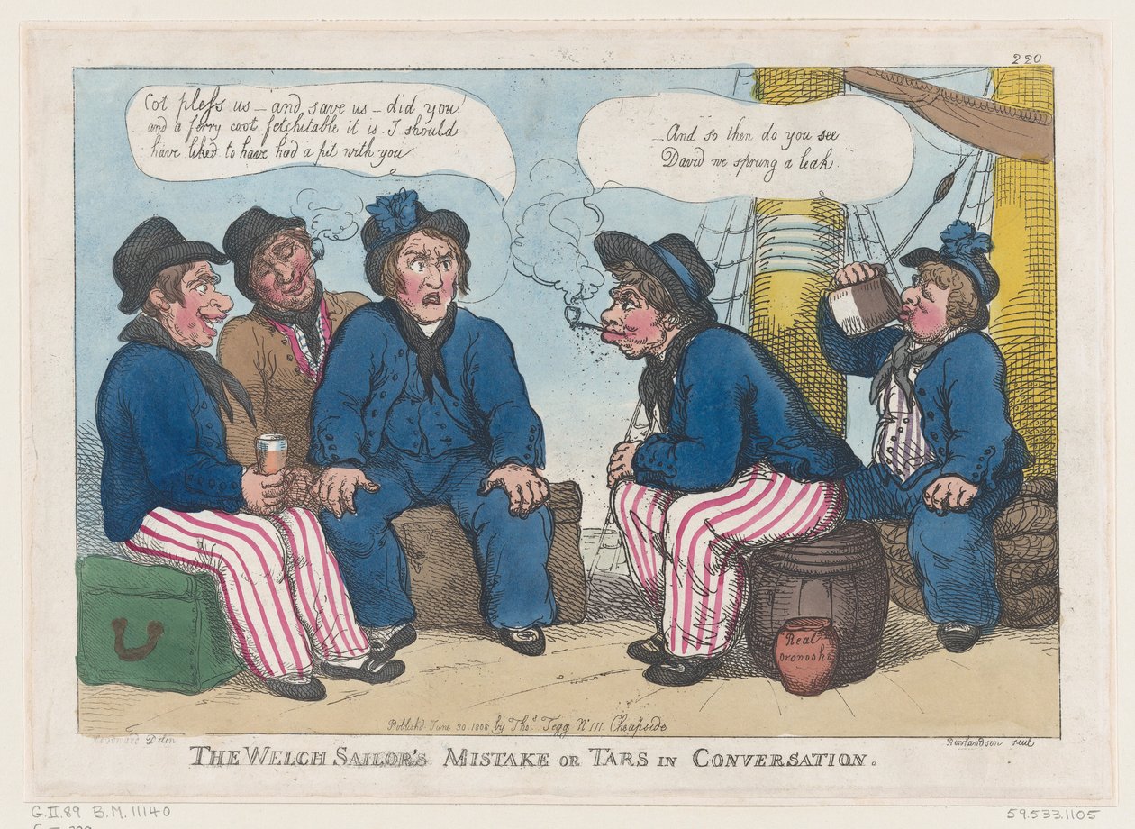 Der Fehler des walisischen Seemanns oder Matrosen im Gespräch von Thomas Rowlandson